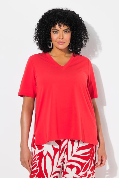 Produktbild Ulla Popken T-Shirt, Materialmix, A-Linie, V-Ausschnitt, Halbarm (42, 44)