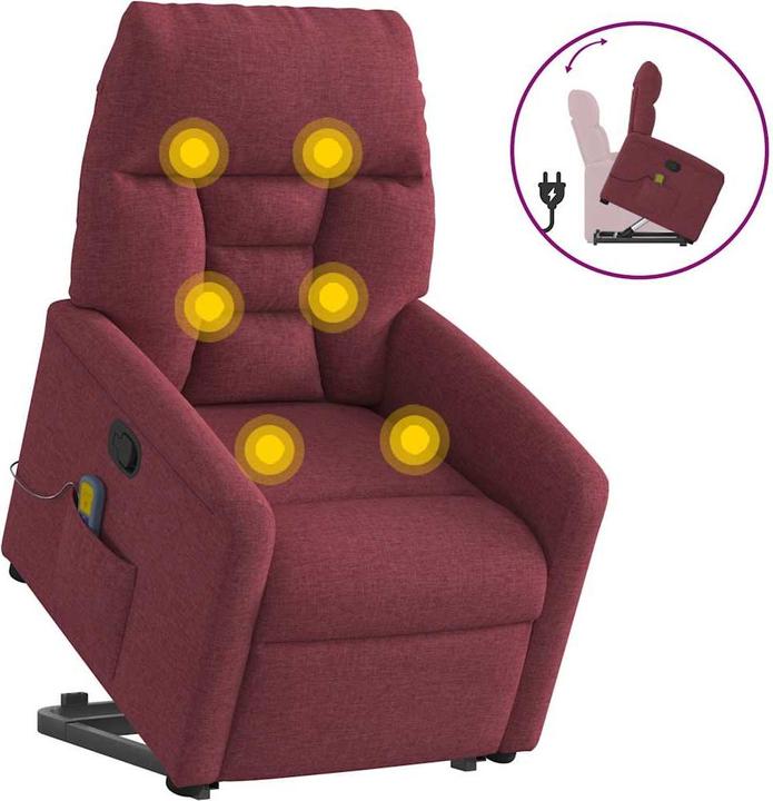 Immagine prodotto vidaXL Poltrona massaggiante con ausilio stand-up in tessuto rosso vino