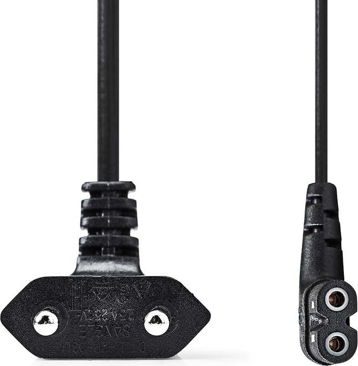 Actual product image Nedis Power cable | Euro Male | IEC-320-C7 | Angled | Left angled | Nickel-plated | 3.00 (3 m)