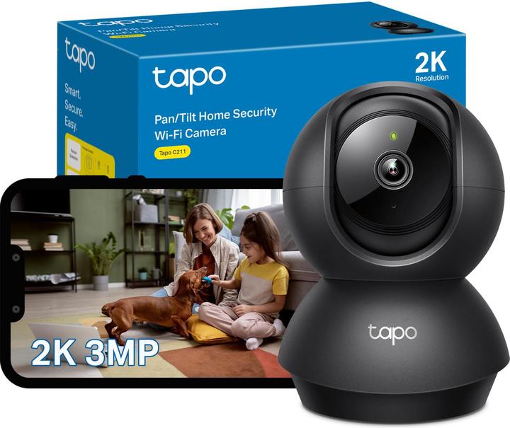 Image du produit TP-Link (TAPO C211) Pan/Tilt Home Security Wi-Fi Camera, 2K 3MP, Night Vision, Motion Tracking, Instant Noti (2304 x 1296 Pixels)