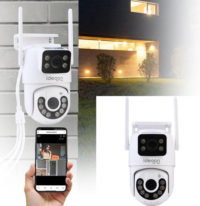Ideoon IP Outdoor Überwachungskamera, Pan-Tilt, 355°, Dual Lens