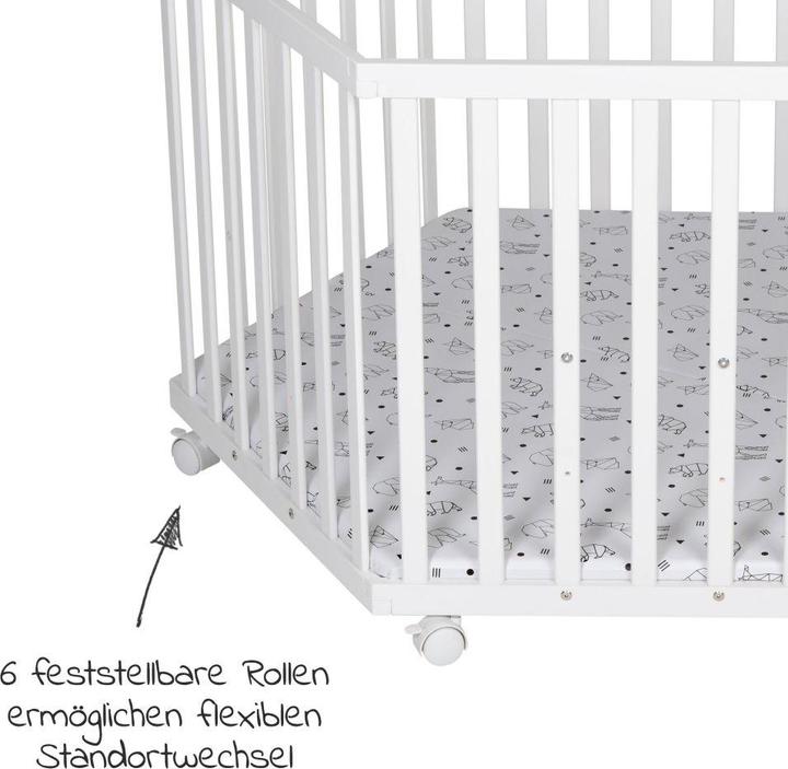 Actual product image Schardt Playpen playpen hexagonal white incl. insert - Origami - Black (106 cm, 122 cm, Pine)