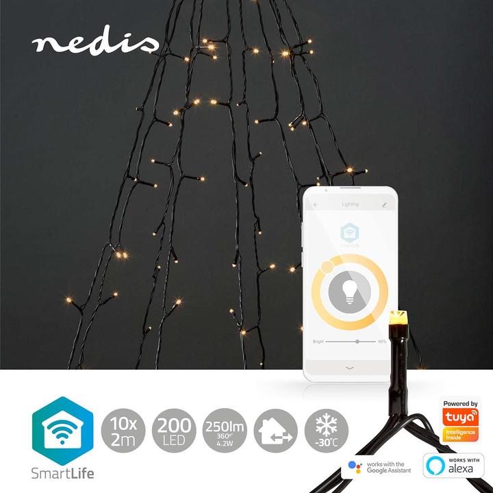 Actual product image Nedis SmartLife Decorative LED | Wi-Fi | Warm White | 200 LED's | 10 x 2 m | Android™ / IOS (2 m)