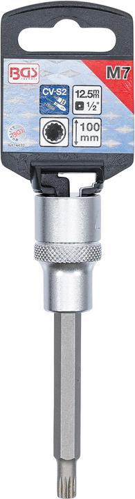 Actual product image BGS Bit Socket length 100 mm 12.5 mm (1/2") Drive Spline (for XZN) M7 (12.5 mm)