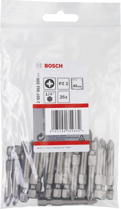 Produktbild Bosch Professional Zubehör Schrauberbit Extra-Hart PZ 2, 49 mm, 25er-Pack (Kreuz Pozidriv PZ)