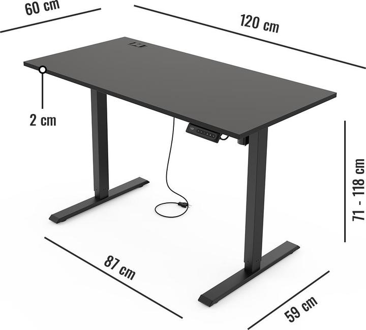 Produktbild Yaasa Desk Lite - Höhenverstellbarer Schreibtisch (120 x 60 x 118 cm)