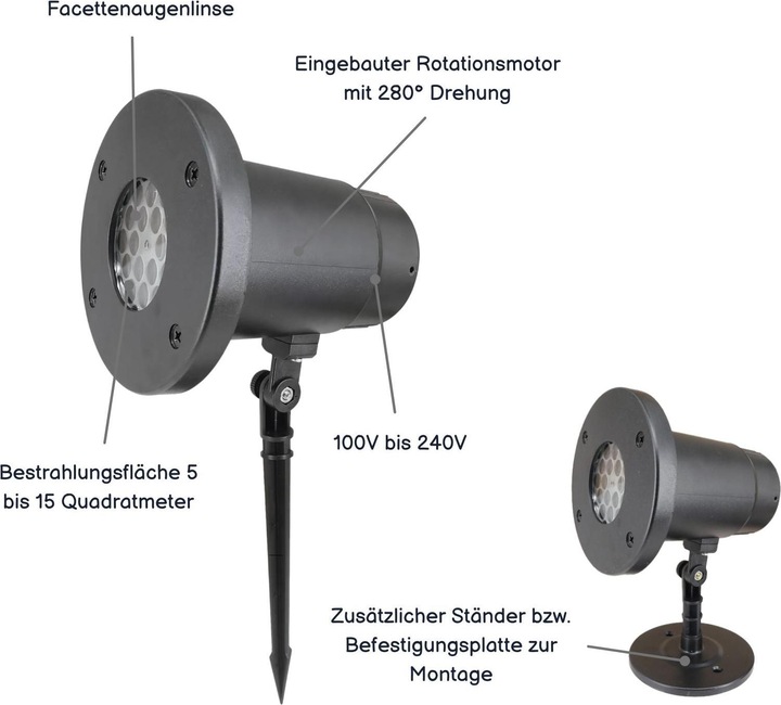 Immagine prodotto Hermex Proiettore di fiocchi di neve per esterni Videoproiettore proiettore a LED Lampada per proiettore