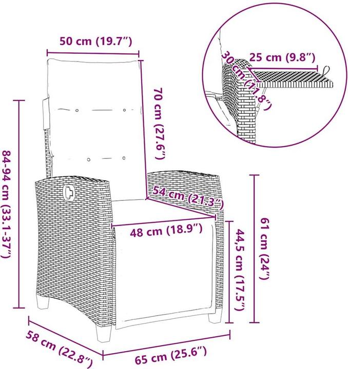 Produktbild vidaXL Gartensessel verstellbar