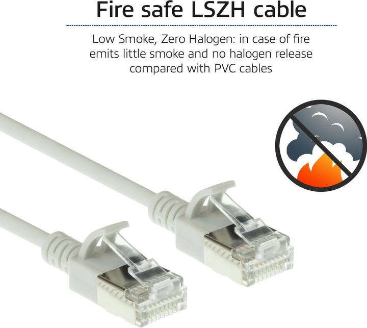 Produktbild ACT Grey 2 meter LSZH U/FTP CAT6A datacenter slimline patch cable snagless with RJ45 connectors (U/FTP, CAT6a, 2 m)
