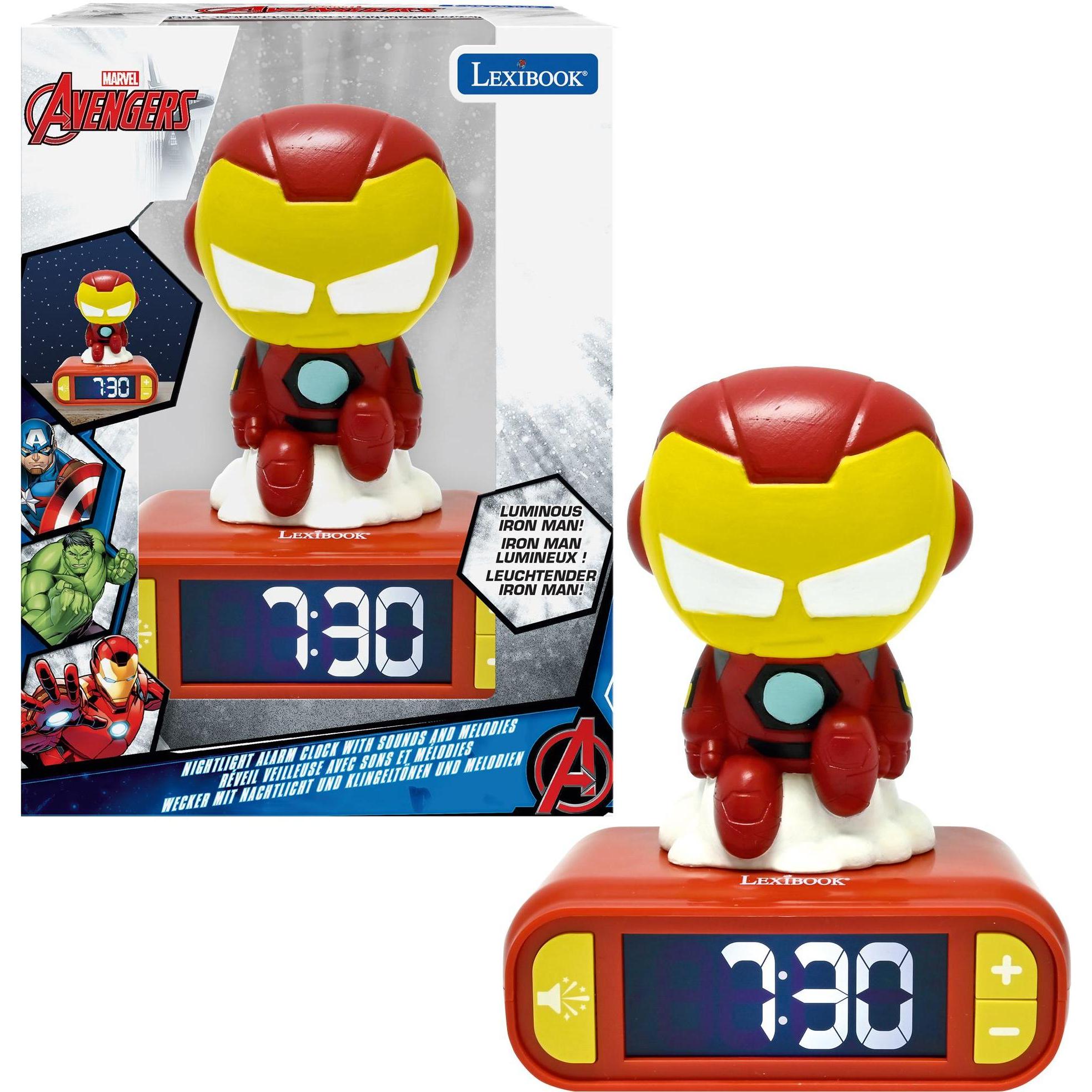 Lexibook, Sveglia, - Iron Man Night Light Alarm Clock with Sounds - Red