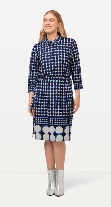 Produktbild Ulla Popken Midikleid, Punkte-Mix, Hemdkragen, 3/4-Arm (50, 52)