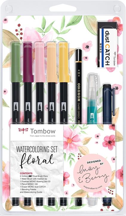 Tombow Brushpen Watercolour Set Floral Pink (Floral, 10 x)