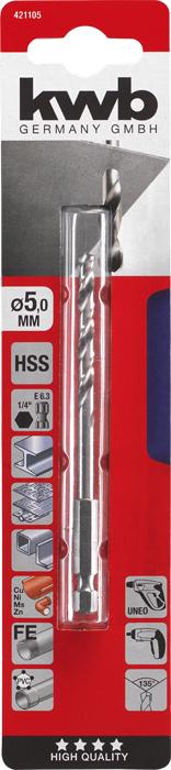 Actual product image kwb HSS Twist Drill Hexagonal Receptacle /4 (5 mm)