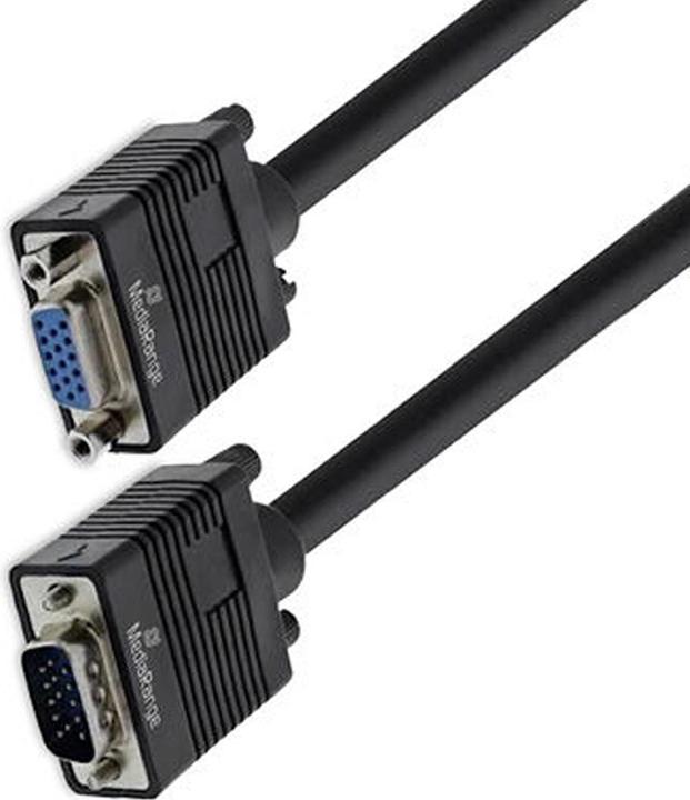 Actual product image MediaRange VGA extension cable, VGA (HD15) plug to socket, 2m cable length, black (2 m)
