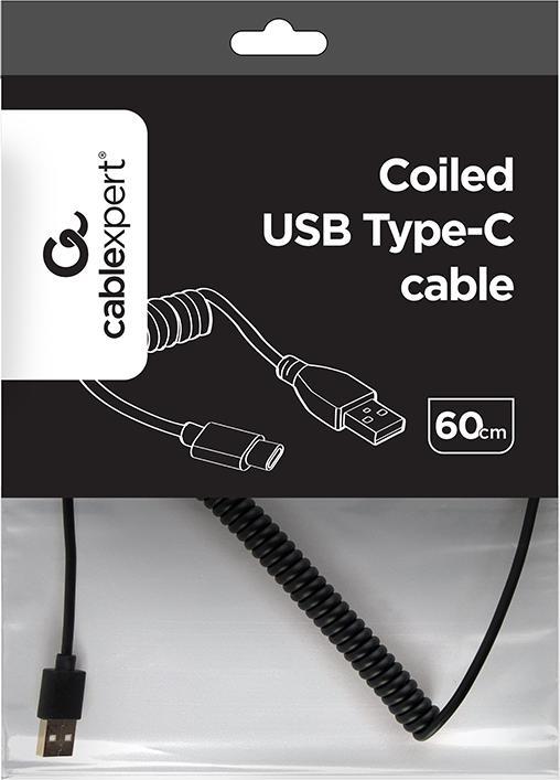 Image du produit Gembird CABLE USB2 TO USB-C COILED/CC-USB2C-AMCM-0.6M (0.60 m, USB 2.0)
