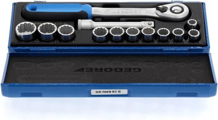 Produktbild Gedore D 19 KMU-20 Steckschlüssel-Satz 1/2", 13-teilig, UD-Profil, 10-24 mm (10 mm, 12 mm, 13 mm, 14 mm, 15 mm, 16 mm, 17 mm, 18 mm, 19 mm, 22 mm, 24 mm)