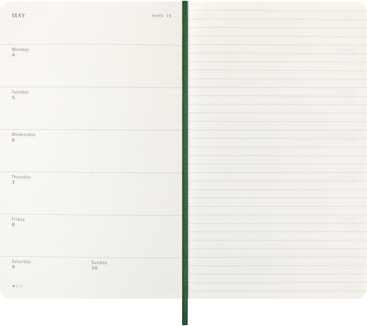 Produktbild Moleskine WONK 2026 LG SC Myrtle Grün (13 x 21 cm, Englisch)