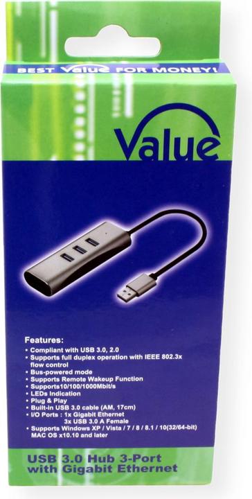 Actual product image Value USB3.0 Gigabit Converter (USB-A, 4 ports)
