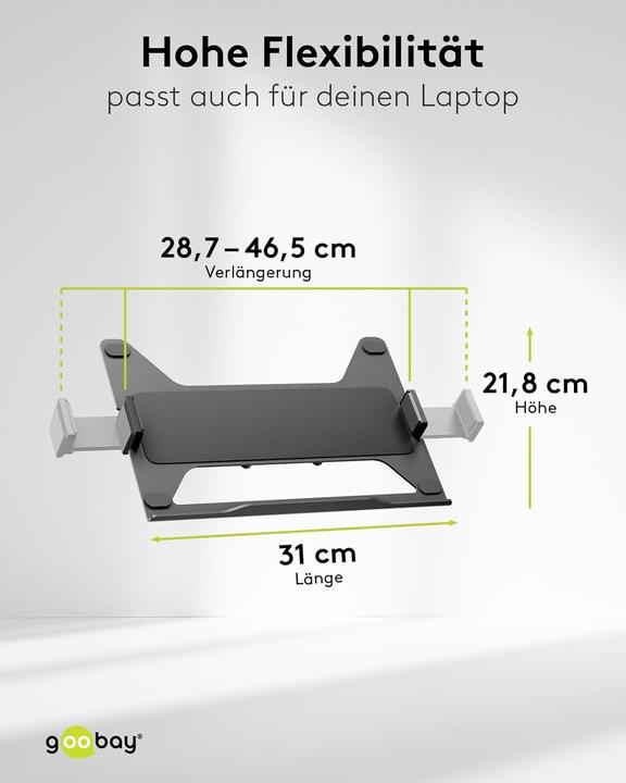 Actual product image Goobay Deluxe monitor mount with laptop arm, black (Ground, 32", 8 kg)