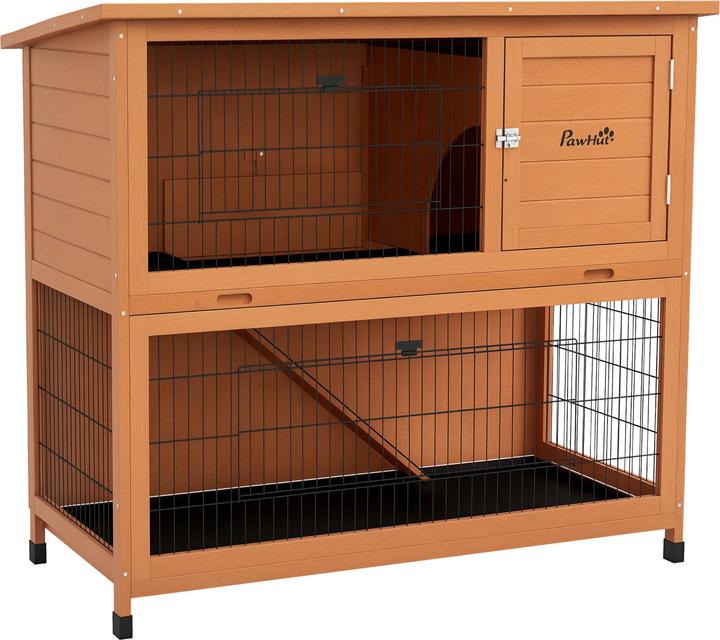 Image du produit PawHut Kaninchenstall Tannenholz, Stahl Orange