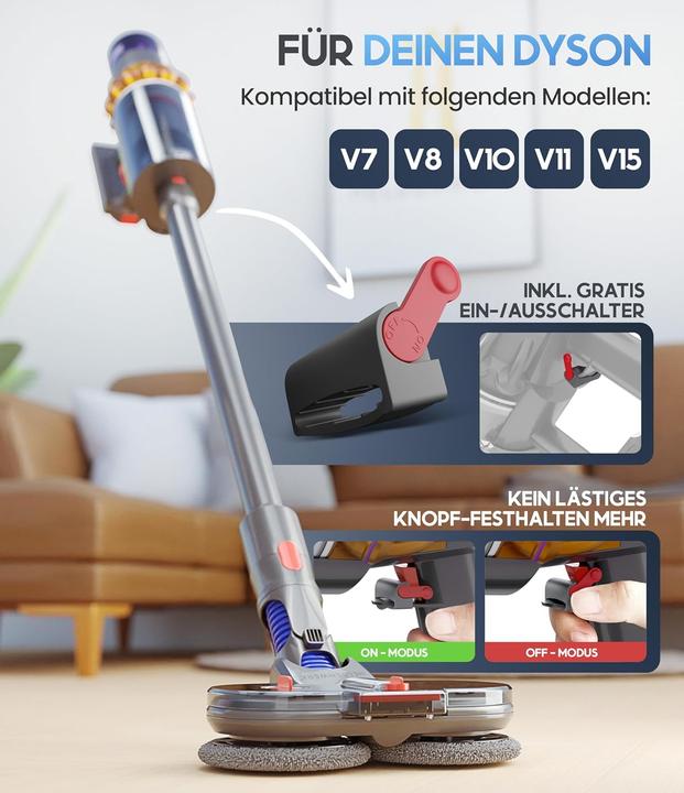 Produktbild Plutoos Wischaufsatz für Dyson elektrisch für V7/V8/V10/V11/V15 Staubsauger Wischmopp Aufsatz mit Wasserta