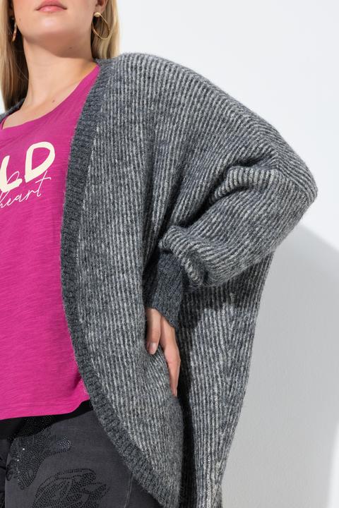 Produktbild Ulla Popken Strickjacke, Egg-Shape, offene Form, Langarm, recycelt (62)