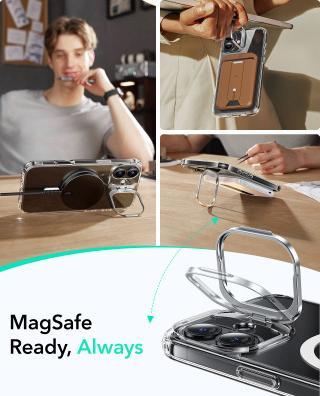 Produktbild ESR Classic Hybrid HaloLock Case mit Stash Stand (Apple iPhone 16)