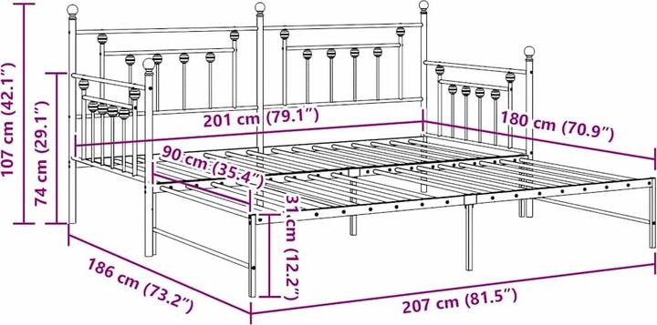 Actual product image vidaXL Tagesbettrahmen (90 x 200 cm)