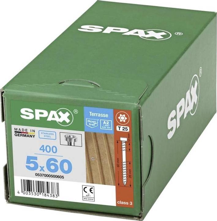 Produktbild Spax Terrasse A2 Zylinderkopf T-Star Plus T25 Fixiergewinde Cut (400 Schrauben pro Stück)