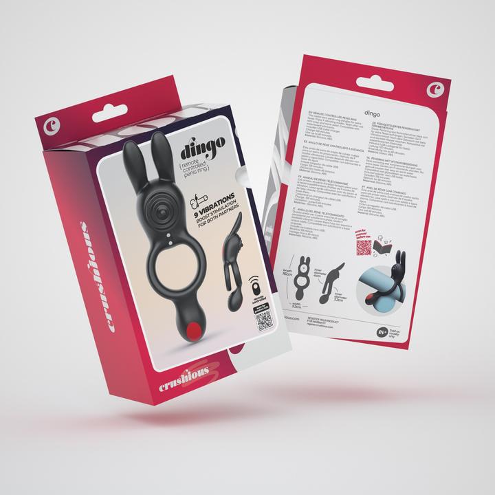 Immagine prodotto Crushious Dingo - Double Vibrating Cockring with Remote Control - Black