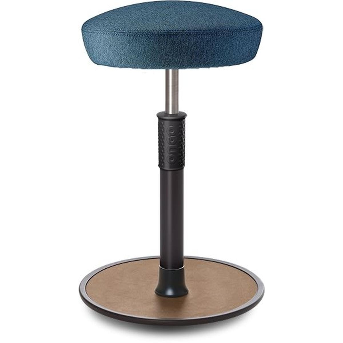 Ongo, Bürostuhl, Sitz- Stehhocker Free Tall Hutsitz Camira Rivet Ozeanblau schwarz /Natur