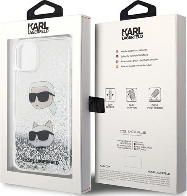 Produktbild Karl Lagerfeld KLHCN61LDHKCNS iPhone 11 / Xr 6.1" srebrny/silver hardcase Liquid Glitter Karl & Chou (Apple iPhone 11)