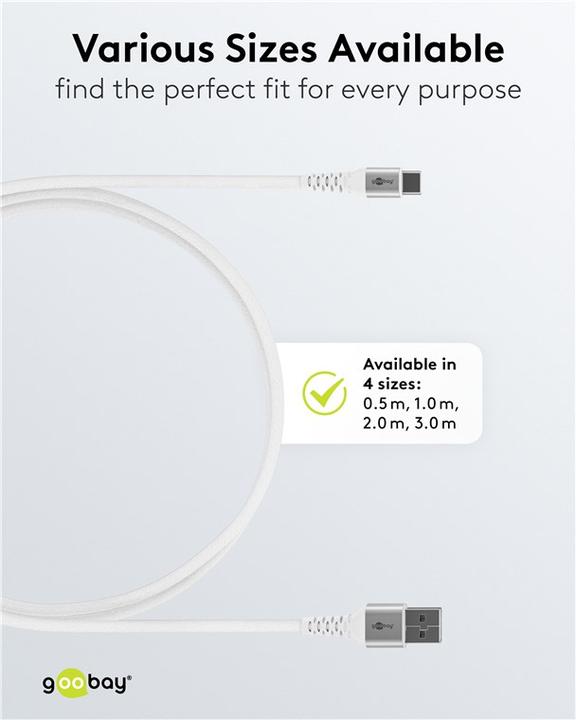 Image du produit Goobay USB A — USB C (3 m, USB 2.0, 60 W)