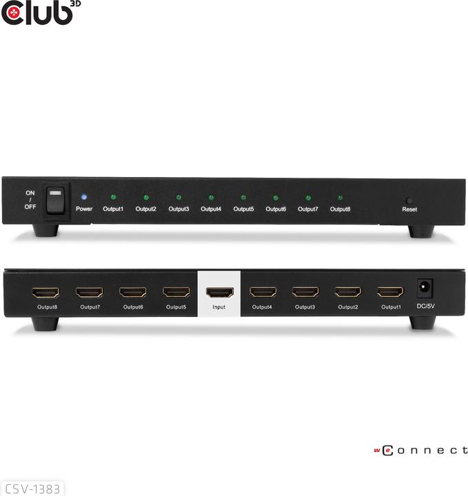 Produktbild Club 3D Club3D HDMI Splitter 1 Eingang -> 8 Ausgänge 4K60Hz UHD retail