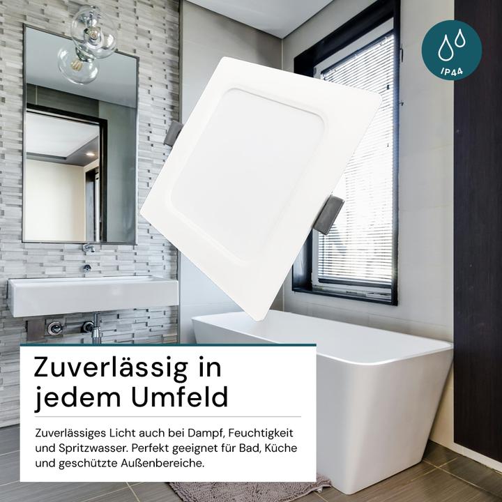 Produktbild Luxula LED Einbau Downlight, eckig, weiss, 18W, IP44, 1800lm, CCT (1800 lm)