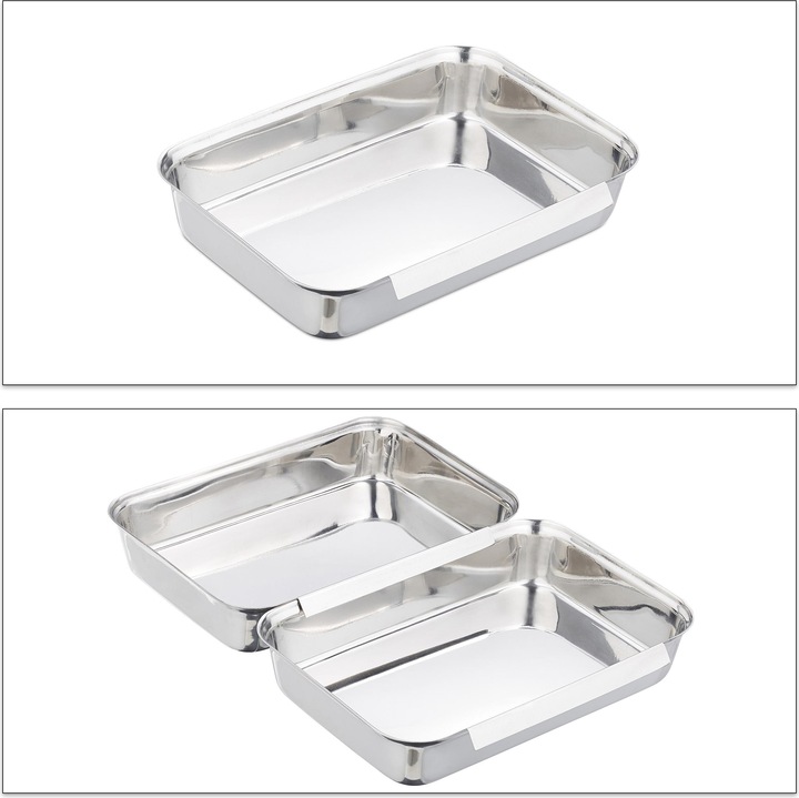 Actual product image Relaxdays Breading Trays Stainless Steel, Batter Station