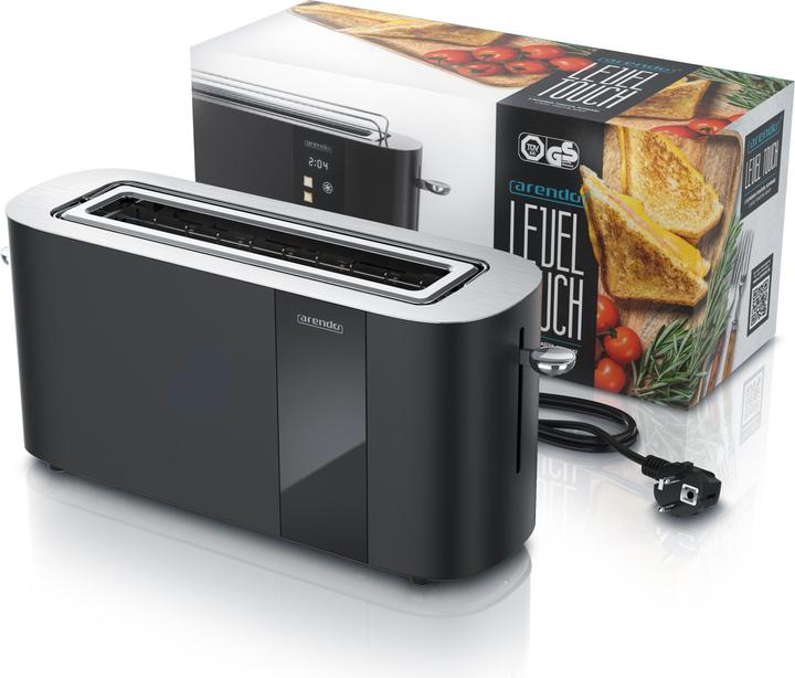 Produktbild Arendo Toaster Edelstahl 2 Scheiben Langschlitz, Bräunungsgrad & Restzeitanzeige, Touch Display, 1000 W