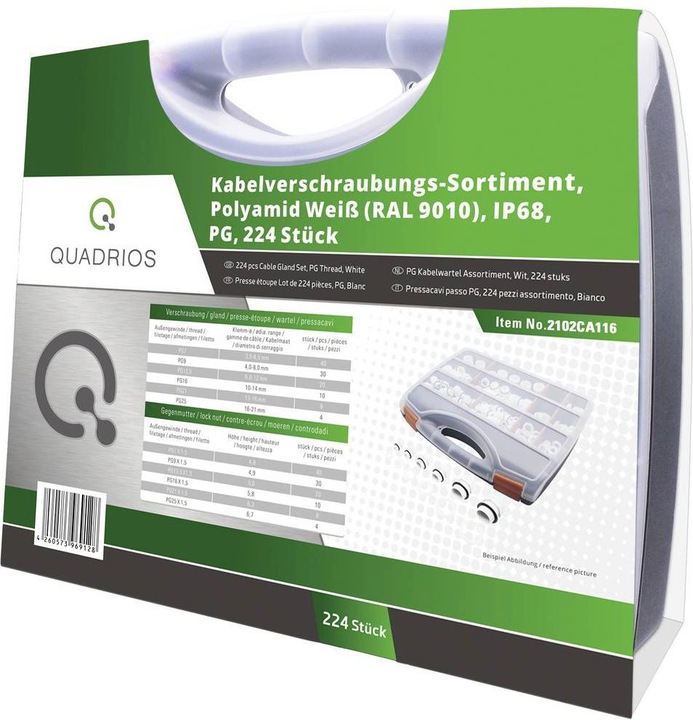 Produktbild Quadrios 2102CA116 Kabelverschraubung Sortiment PA66 Weiss 224 St.