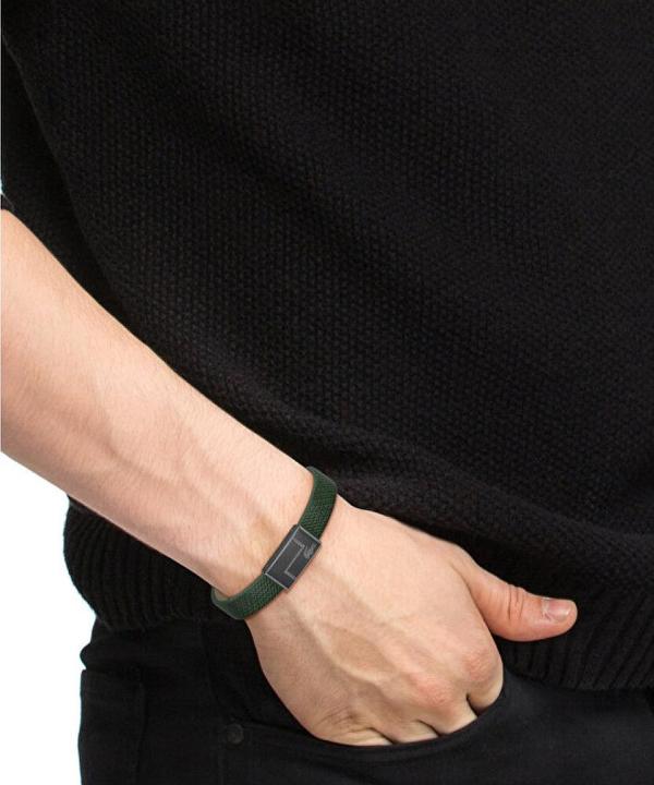 Actual product image Lacoste Green leather bracelet Monogram Leather 2040186 - Length: 17.5 cm (17.50 cm, Leather)