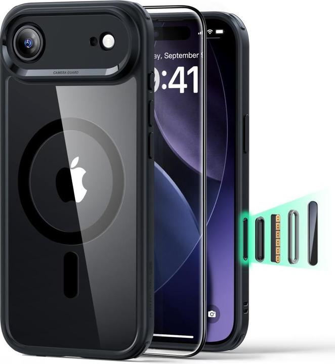 Actual product image ESR Classic Hybrid Magnetic Case (Camera Control), for iPhone 17 Air, Clear Black (Apple iPhone 17 Pro)