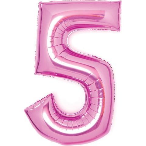 Amscan Folienballon pink, 66cm, Nummer 5