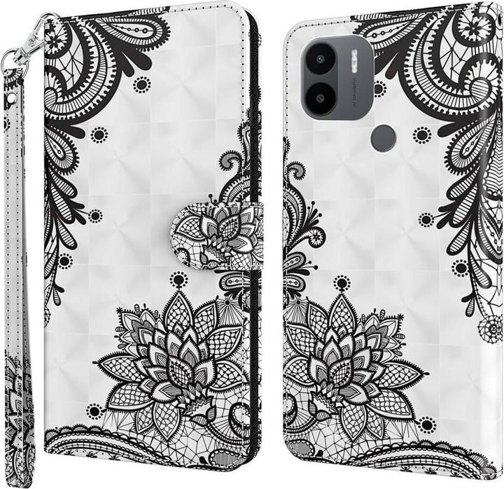 Immagine prodotto Cover-Discount Xiaomi Redmi A2 / A1 - Custodia effetto glitter fiori nero (KXD A1, Xiaomi Redmi A2)