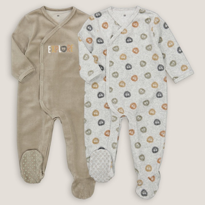 La Redoute Collections 2er-Pack Samt-Strampler mit Löwenmotiv (74)