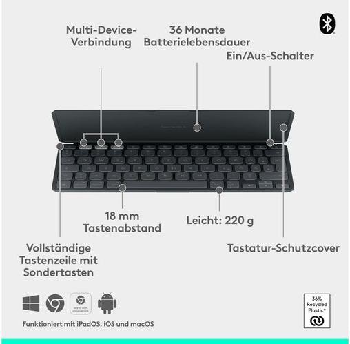 Produktbild Logitech Keys To Go 2 for iPad (CH, Kabellos)