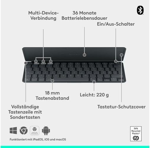 Produktbild Logitech Keys To Go 2 for iPad (CH, Kabellos)