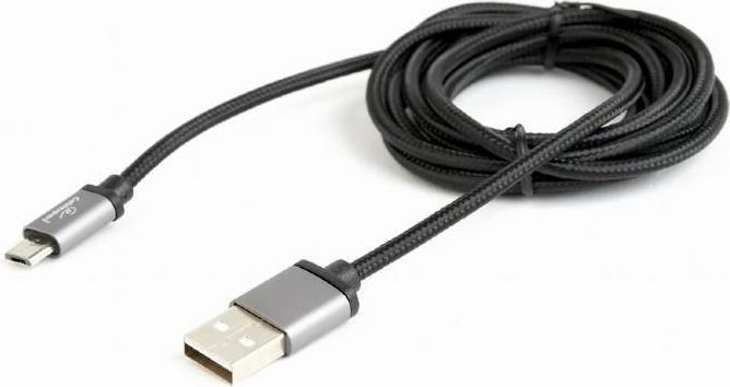 Produktbild Gembird ! Baumwolle geflochtenes Micro-USB-Kabel / 1,8 m / schwarz (1.80 m, USB 2.0)