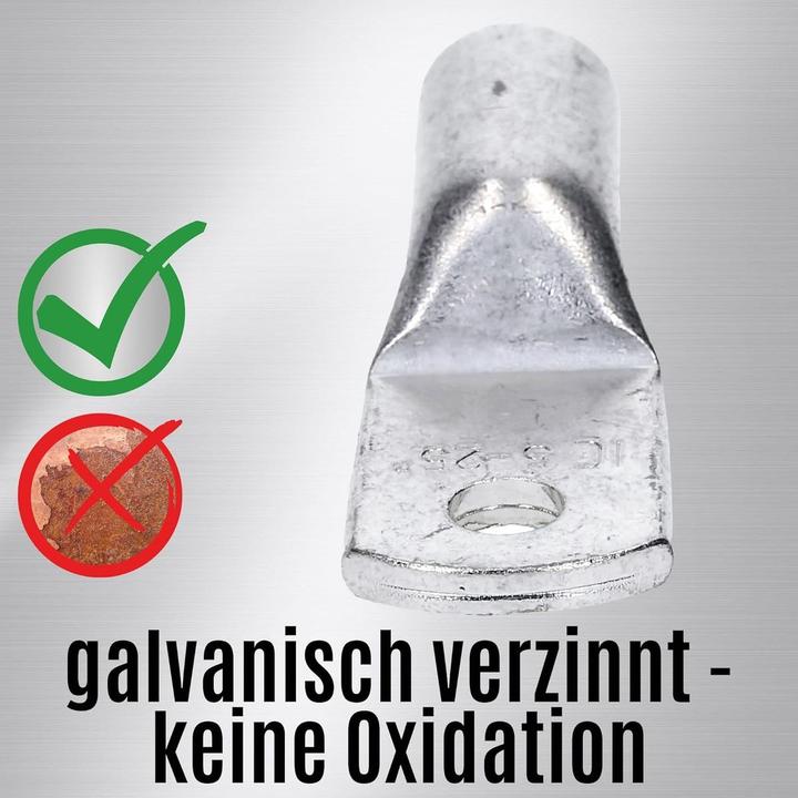 Produktbild Kalitec 10 Stück HR25-5 Handelsübliche Rohrkabelschuhe 25mm² M5 I ohne Sichtloch I Made in Germany