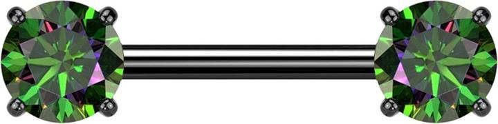 Produktbild Star Piercing Barbell Threadless schwarz mit zwei Kristallen dunkel multicolor gefasst (Titan G23, ohne Messing)