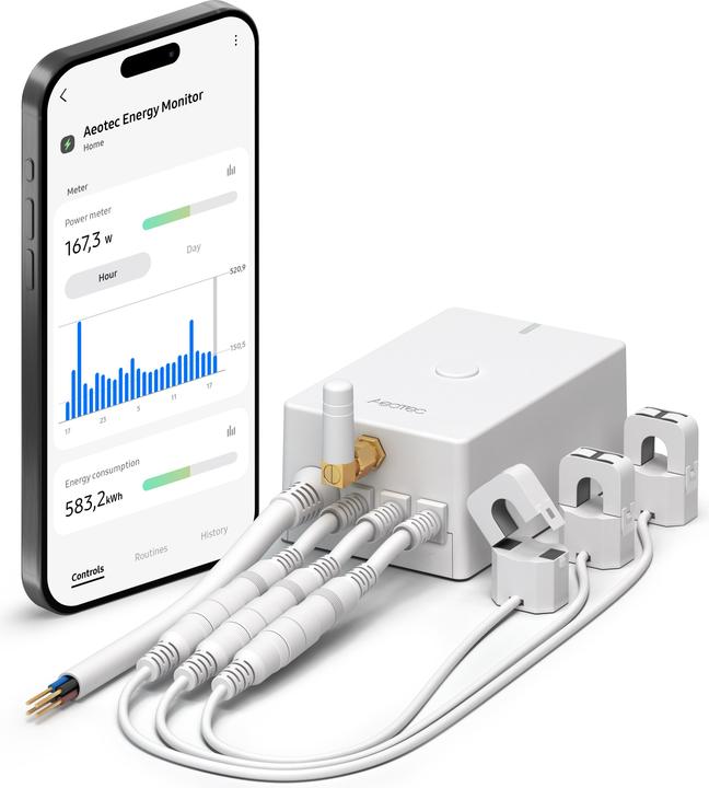 Produktbild Aeotec Home Energy Meter 8 - drei Klemmen 60A