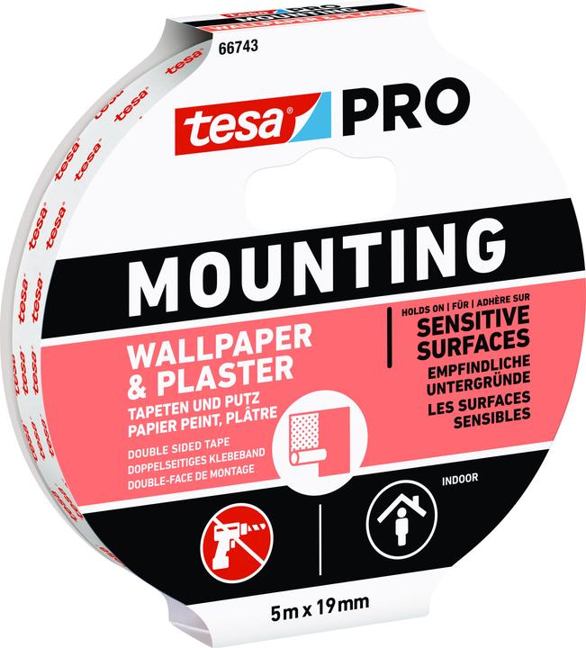 Produktbild tesa PRO Mounting Montageband für Tapete & Putz, doppelseitig, selbstklebend (19 mm)